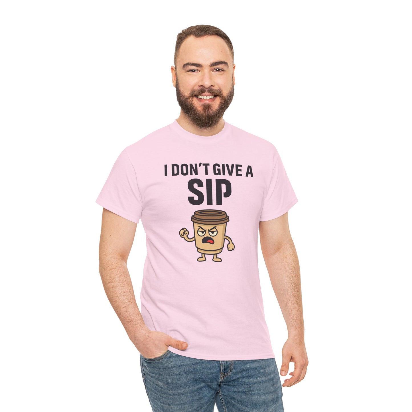Coffee Cup Guy I Don't Give a Sip Unisex T-Shirt | Gift for Coffee Lovers, Humorous T-Shirt, Casual Office Wear