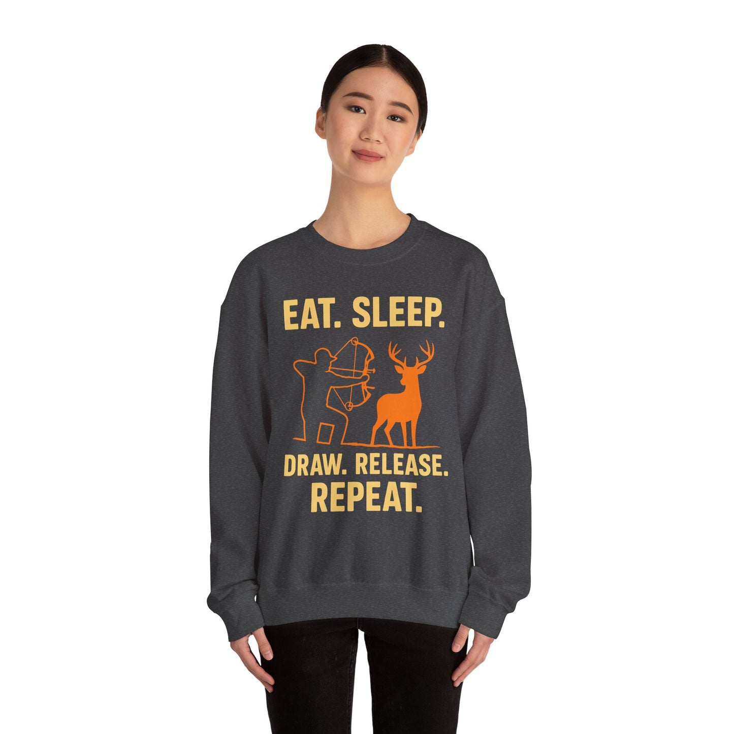 Eat Sleep Draw Release Repeat Unisex Sweatshirt | Perfect Gift for Hunters, Outdoor Enthusiasts, Archery Lovers, Casual Comfort