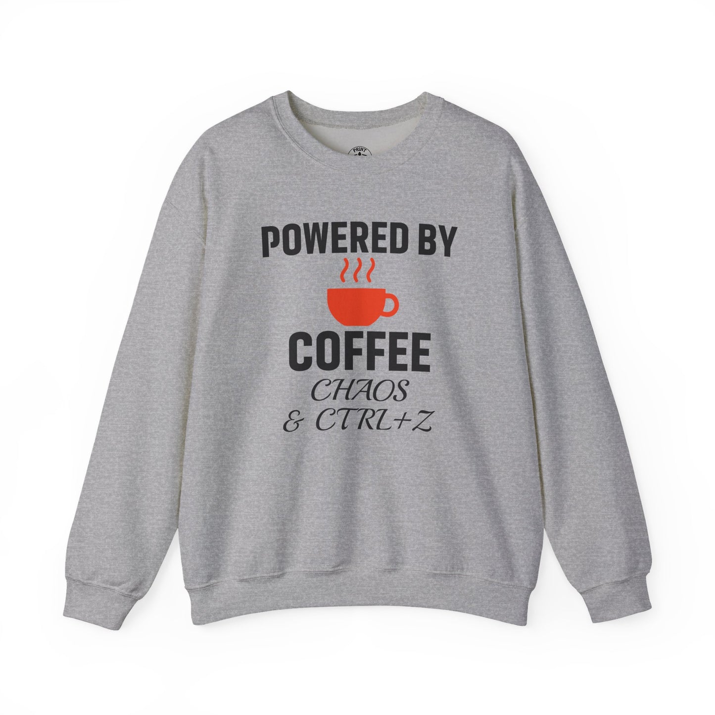 Powered By Coffee Chaos And CTRL+Z Unisex Sweatshirt | Cozy Gift for Coffee Lovers, Trendy Casual Wear, Perfect for Office Gift