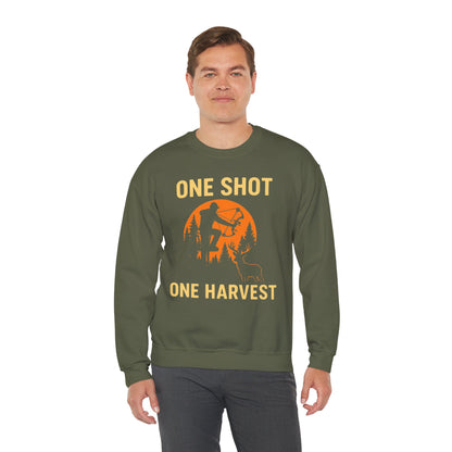 Hunting Crewneck Sweatshirt, One Shot One Harvest Sweatshirt, Gift for Hunters, Outdoor Apparel, Fall Outfit, Harvest Season Sweatshirt