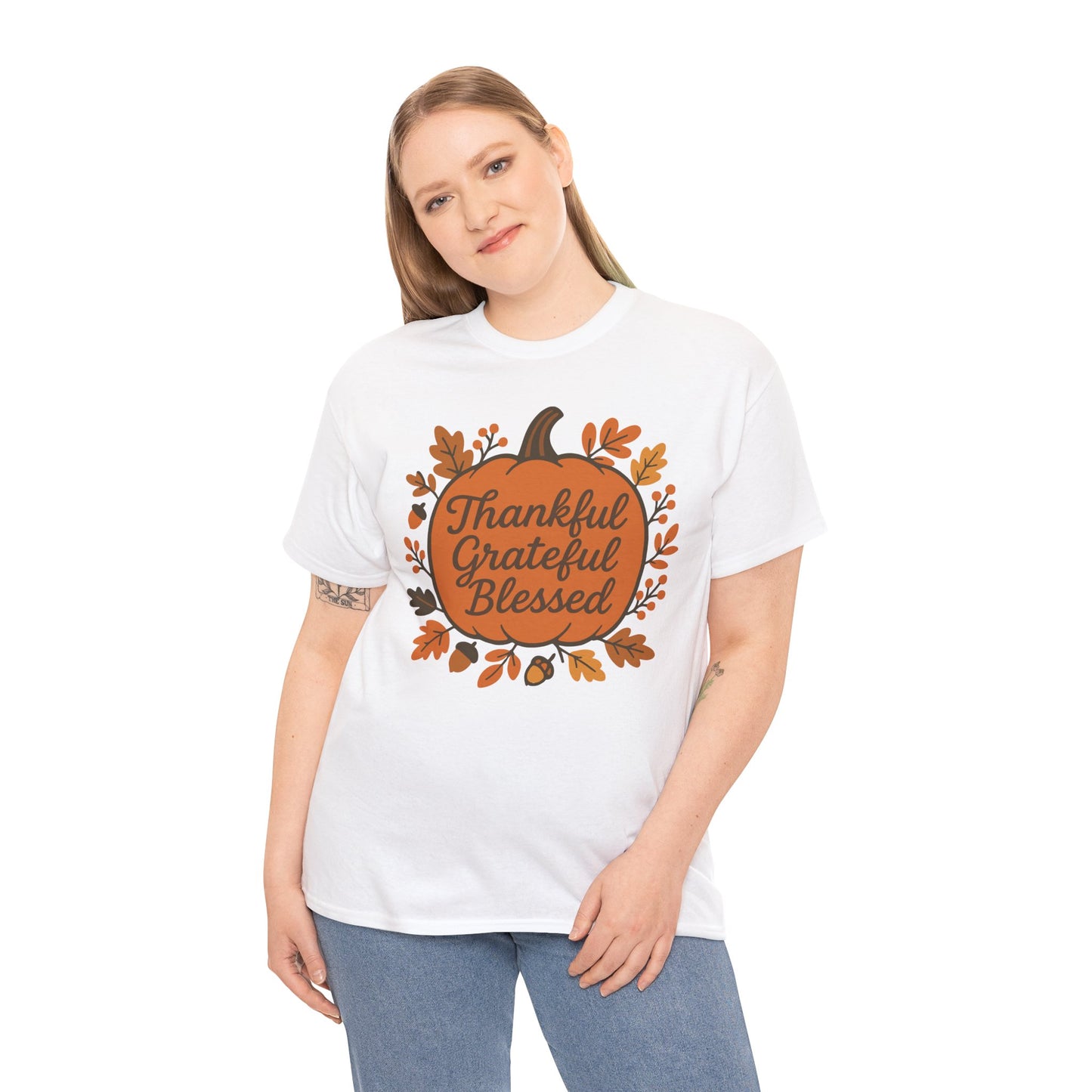 Thankful Grateful Blessed Unisex T-Shirt | Fall Shirt, Autumn Apparel, Thanksgiving Gift, Cozy Casual Wear