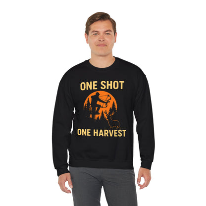 Hunting Crewneck Sweatshirt, One Shot One Harvest Sweatshirt, Gift for Hunters, Outdoor Apparel, Fall Outfit, Harvest Season Sweatshirt
