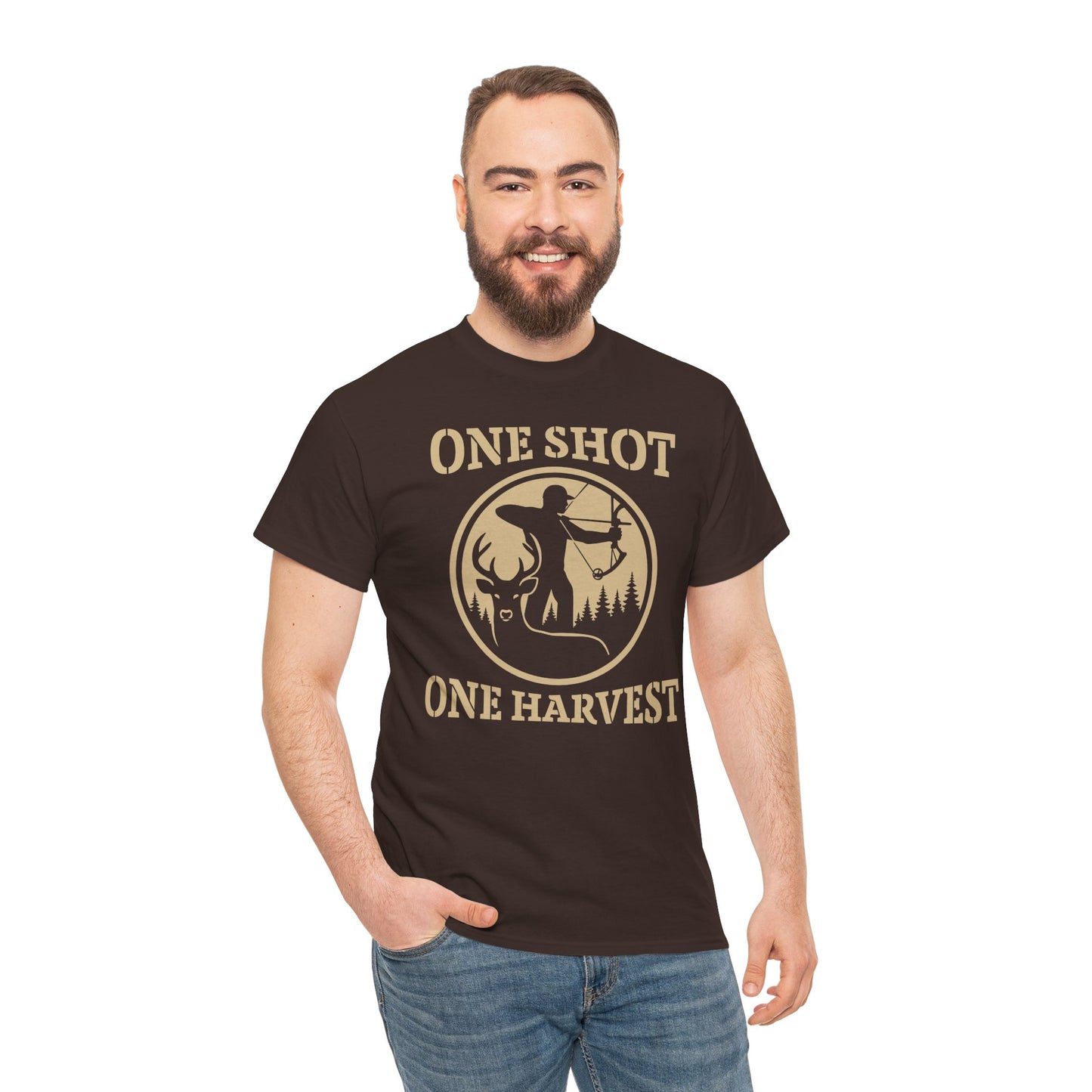 One Shot One Harvest Unisex T-Shirt | Outdoor Adventure Wear, Gift for Hunters, Camping Apparel, Fall Sportswear