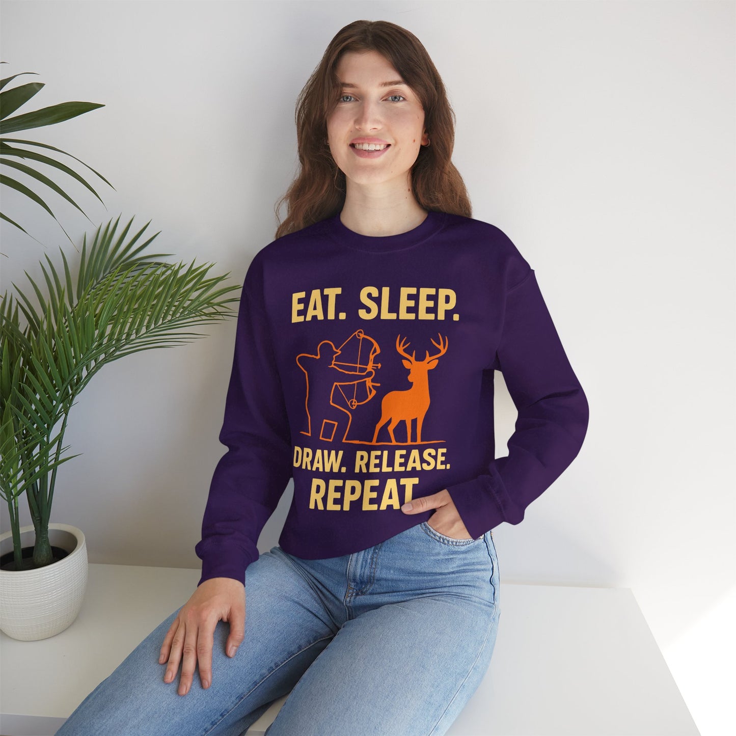 Eat Sleep Draw Release Repeat Unisex Sweatshirt | Perfect Gift for Hunters, Outdoor Enthusiasts, Archery Lovers, Casual Comfort
