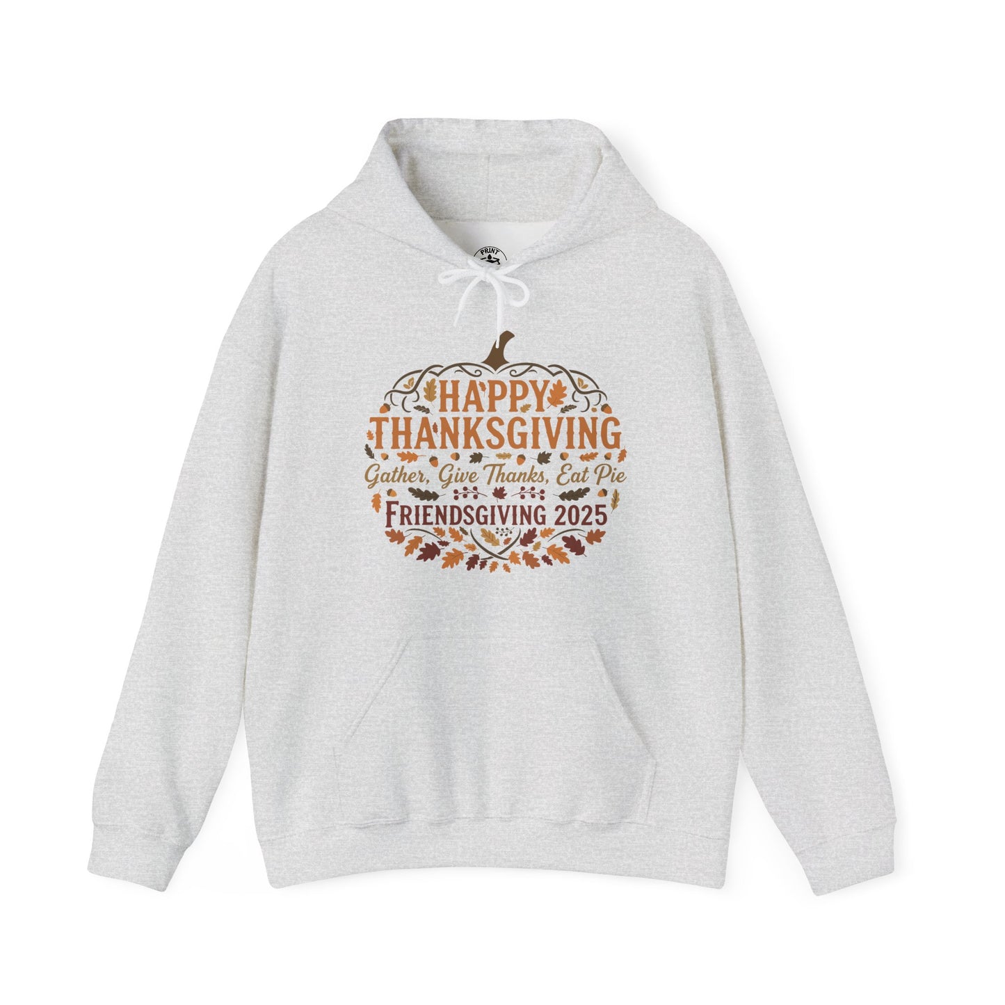 Happy Thanksgiving Friendsgiving 2025 Unisex Hoodie | Cozy Fall Sweatshirt, Autumn Gift, Family Gathering Apparel