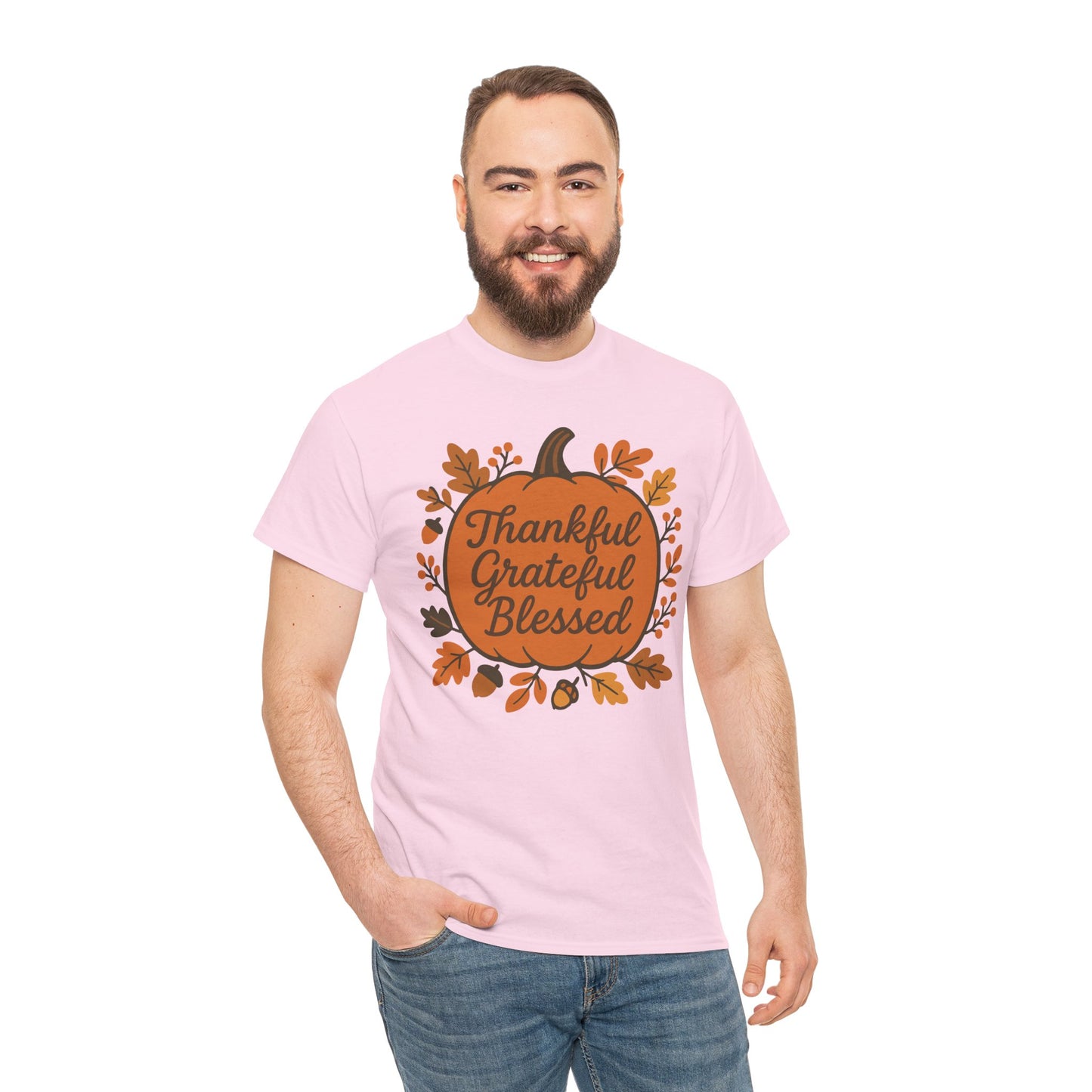 Thankful Grateful Blessed Unisex T-Shirt | Fall Shirt, Autumn Apparel, Thanksgiving Gift, Cozy Casual Wear