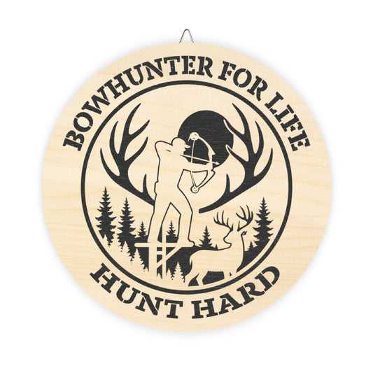 Rustic Bowhunter for Life Wood Sign | Home Decor for Hunters, Gifts for Outdoorsmen, Cabin Wall Art, Man Cave Decor