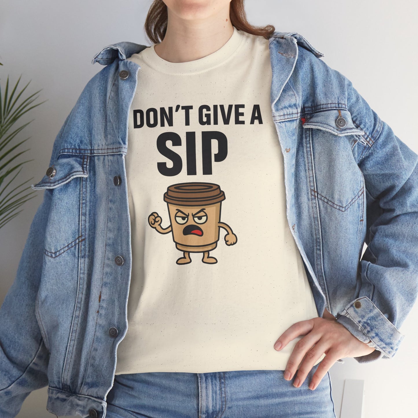 Coffee Cup Guy I Don't Give a Sip Unisex T-Shirt | Gift for Coffee Lovers, Humorous T-Shirt, Casual Office Wear