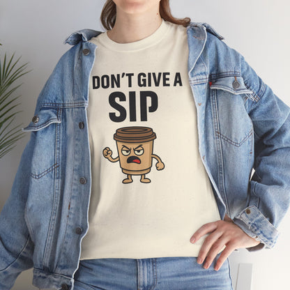 Coffee Cup Guy I Don't Give a Sip Unisex T-Shirt | Gift for Coffee Lovers, Humorous T-Shirt, Casual Office Wear