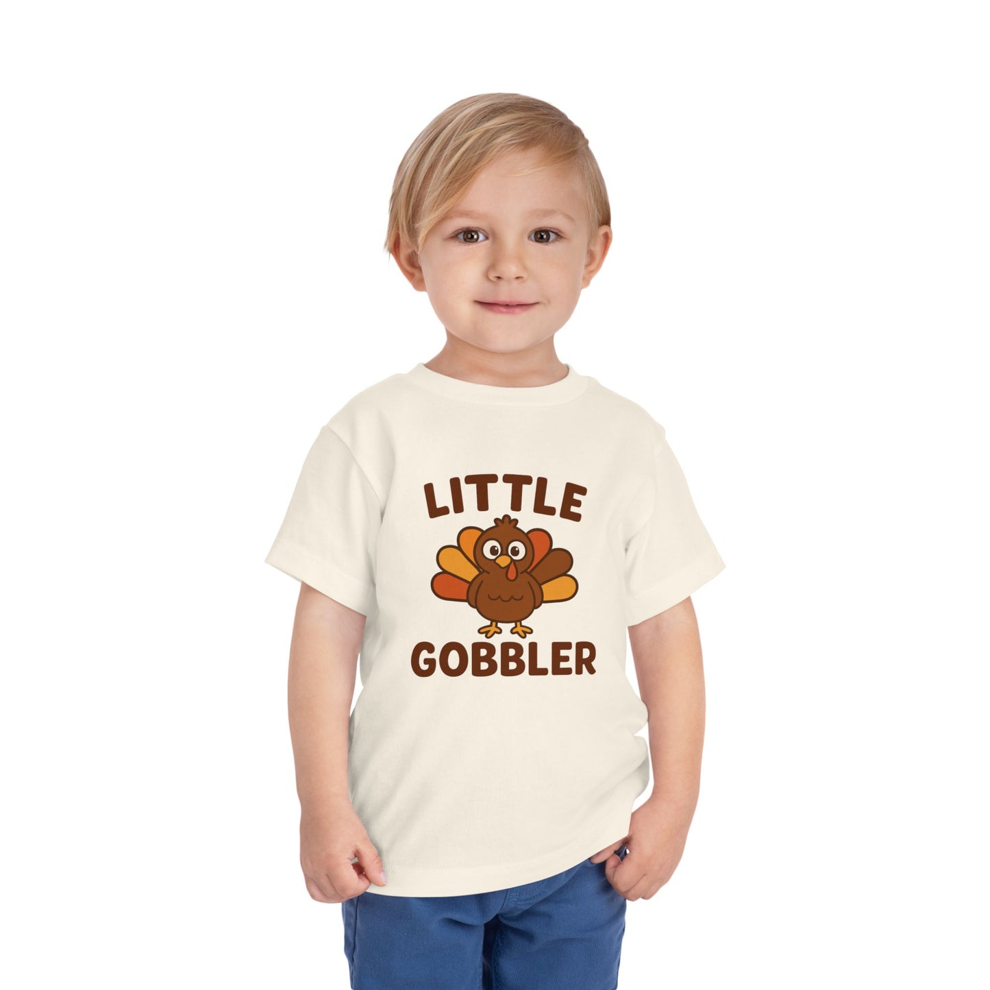 Little Gobbler Toddler Unisex T-Shirt | Thanksgiving Tee, Cute Turkey T-Shirt for Kids, Fall Family Celebration Wear