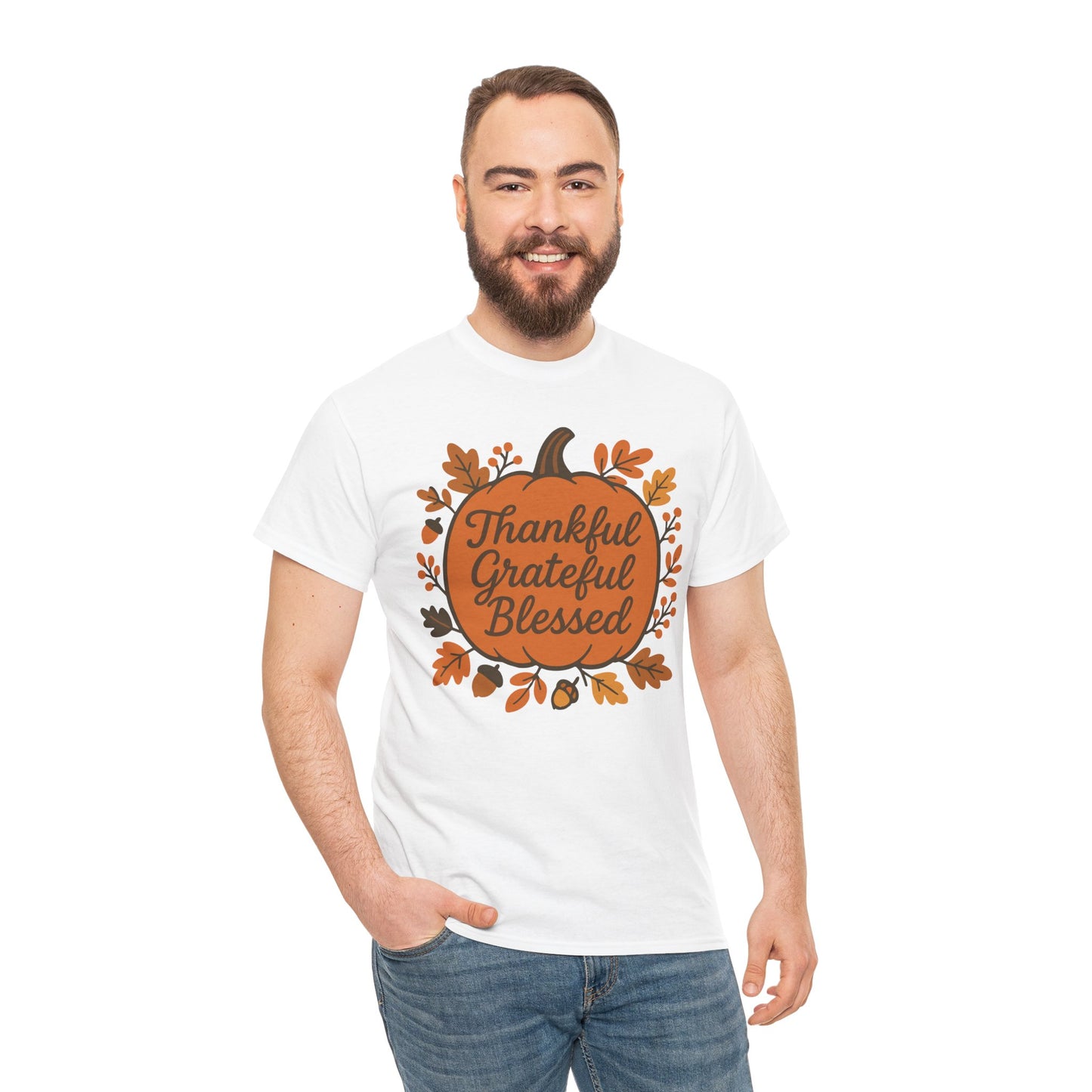 Thankful Grateful Blessed Unisex T-Shirt | Fall Shirt, Autumn Apparel, Thanksgiving Gift, Cozy Casual Wear