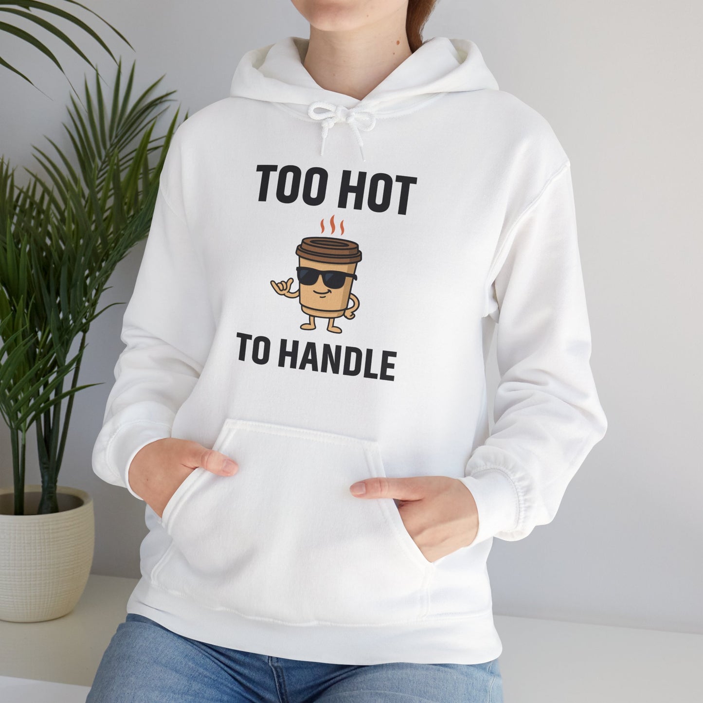 Coffee Cup Guy Too Hot To Handle Unisex Hoodie | Funny Gift, Cozy Graphic Hoodie, Casual Wear, Office Apparel