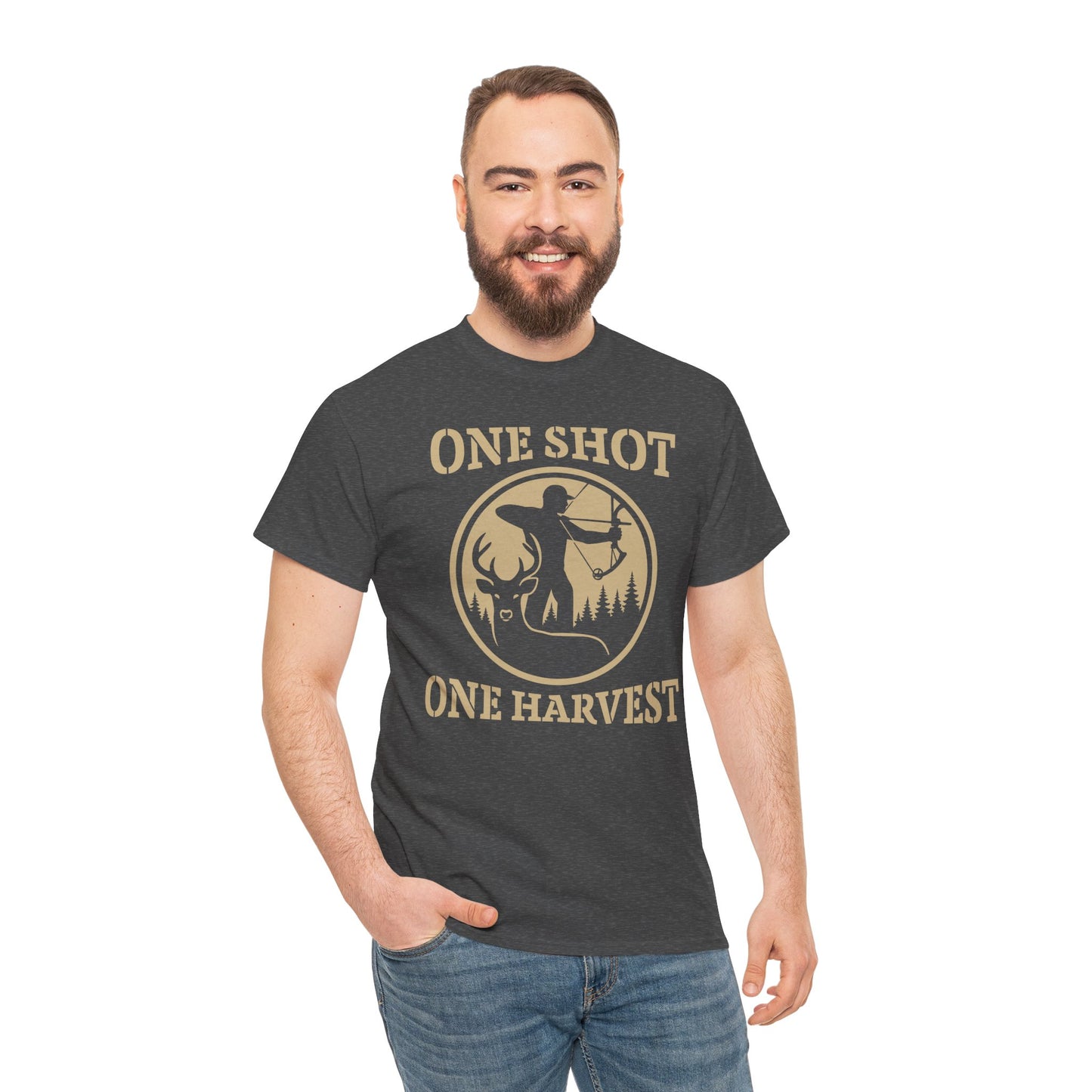 One Shot One Harvest Unisex T-Shirt | Outdoor Adventure Wear, Gift for Hunters, Camping Apparel, Fall Sportswear