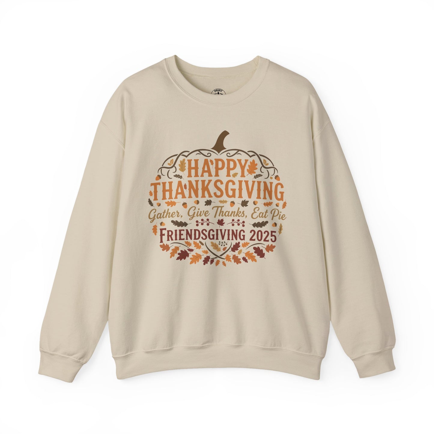 Happy Thanksgiving Friendsgiving 2025 Unisex Sweatshirt | Cozy Fall Apparel, Gift for Friends, Pumpkin Design, Autumn Fashion
