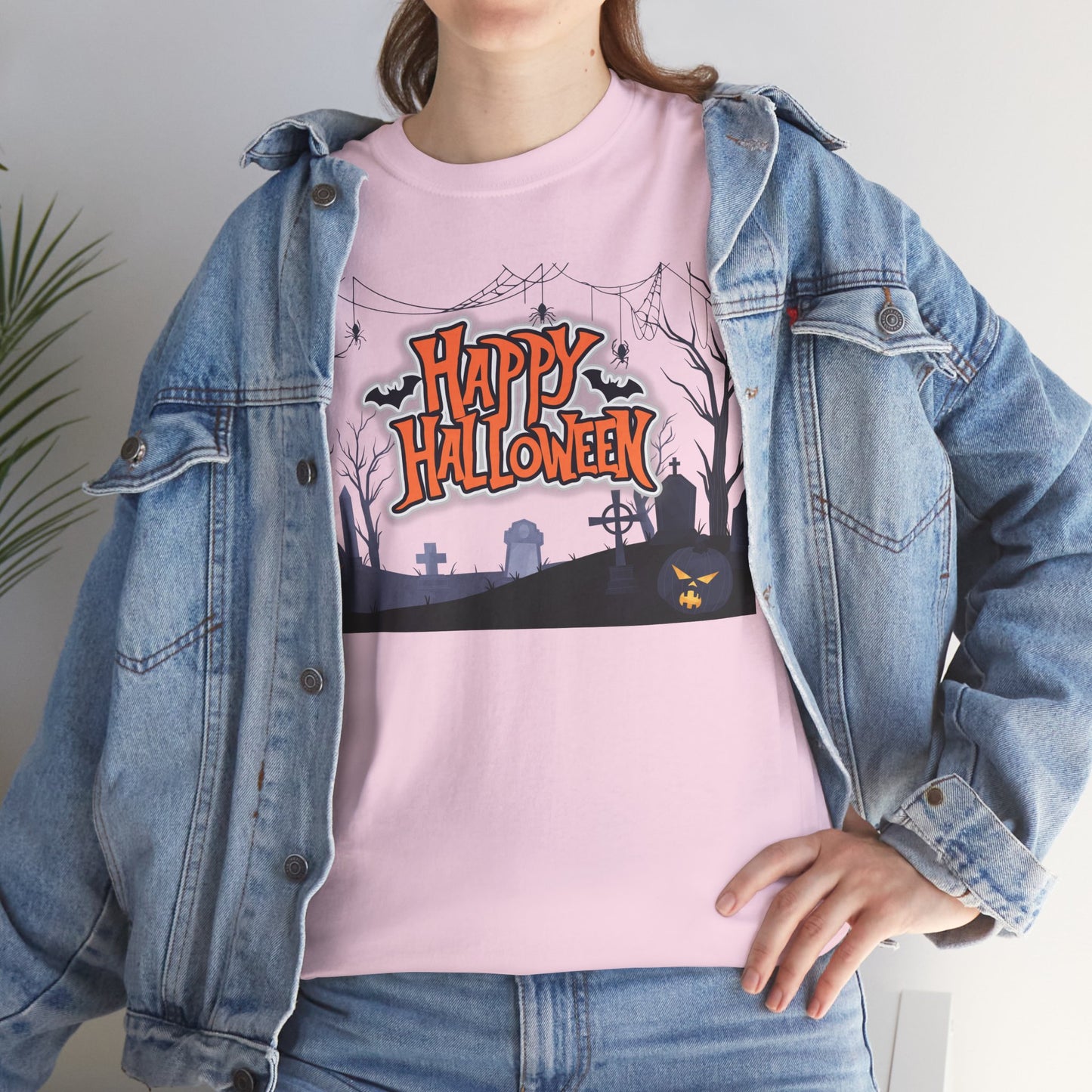 Happy Halloween Unisex Heavy Cotton Tee, Spooky T-Shirt, Halloween Apparel, Gifts for Halloween Lovers, Trick or Treat Shirt