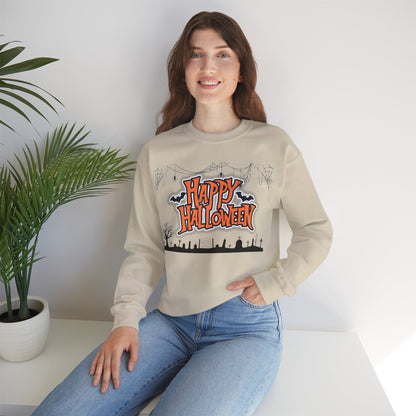Happy Halloween Unisex Crewneck Sweatshirt, Fall Fashion, Halloween Attire, Cozy Sweatshirt, Spooky Season Apparel