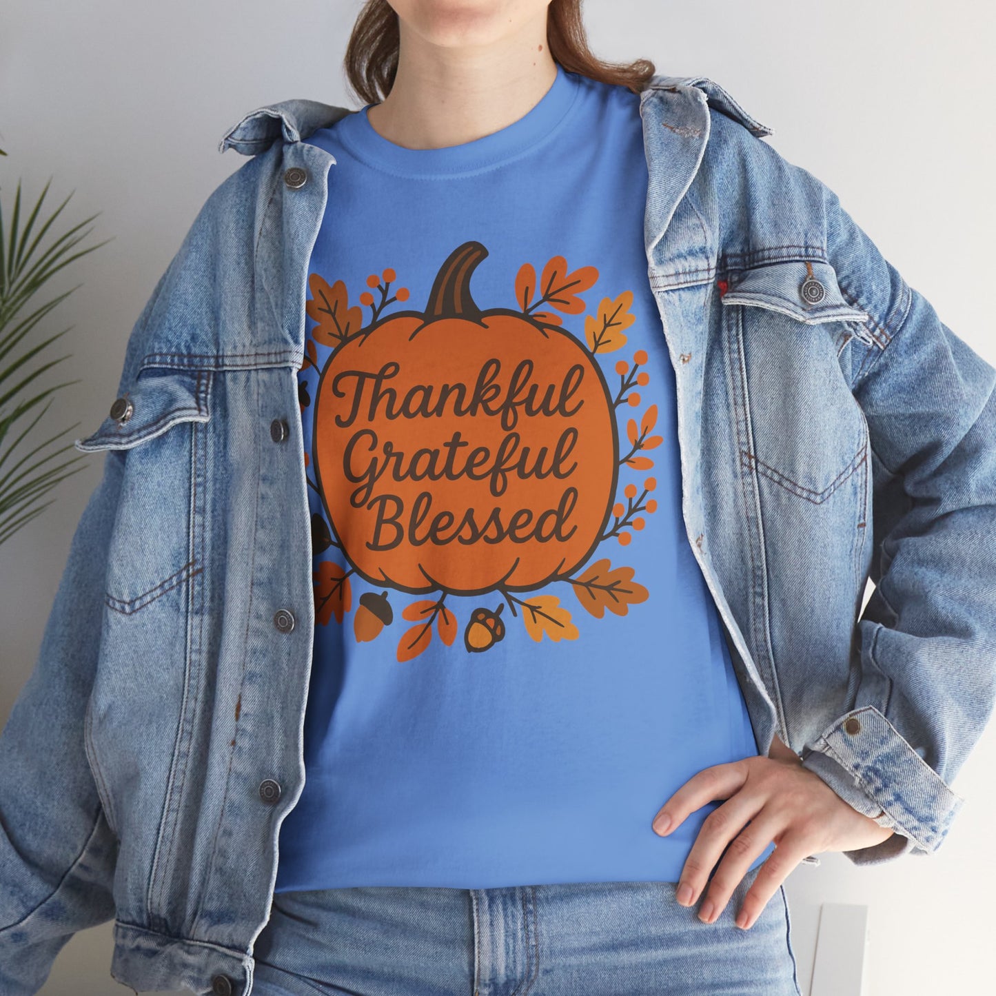 Thankful Grateful Blessed Unisex T-Shirt | Fall Shirt, Autumn Apparel, Thanksgiving Gift, Cozy Casual Wear