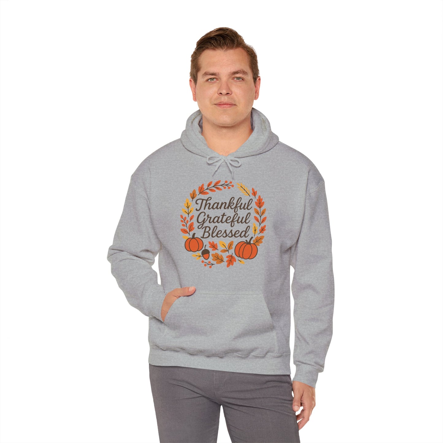 Thankful Grateful Blessed Unisex Hoodie | Cozy Fall Sweatshirt, Thanksgiving Gift, Autumn Apparel, Crewneck Sweatshirt