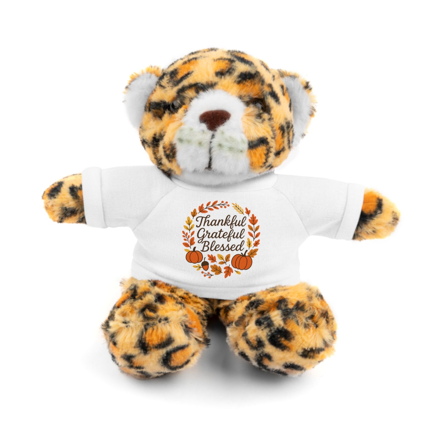 Stuffed Animals with Thankful, Grateful, Blessed Custom Printed Tee