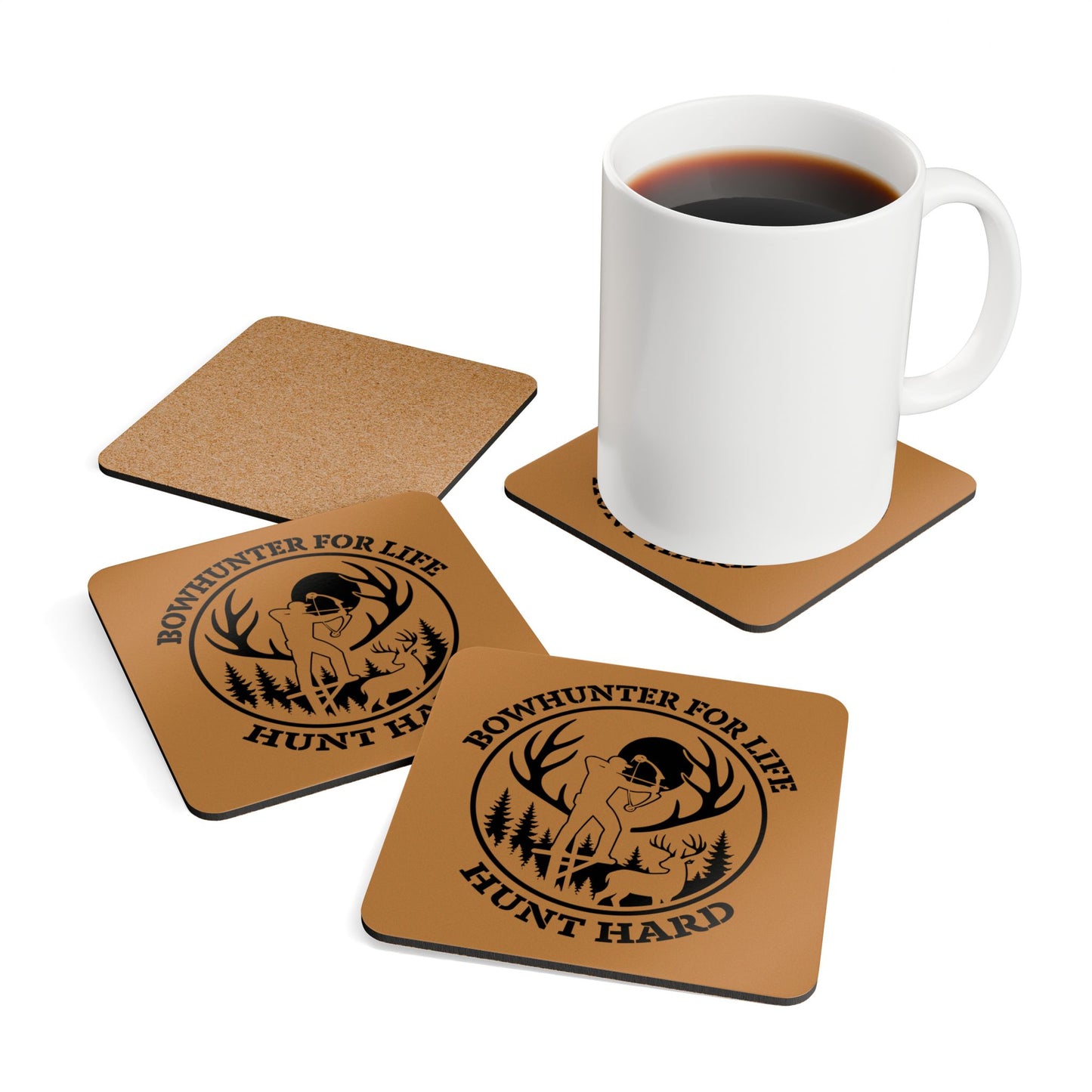 Bowhunter for Life Coaster Set | Rustic Home Decor, Gift for Hunters, Bar Accessory, Adventure Enthusiasts