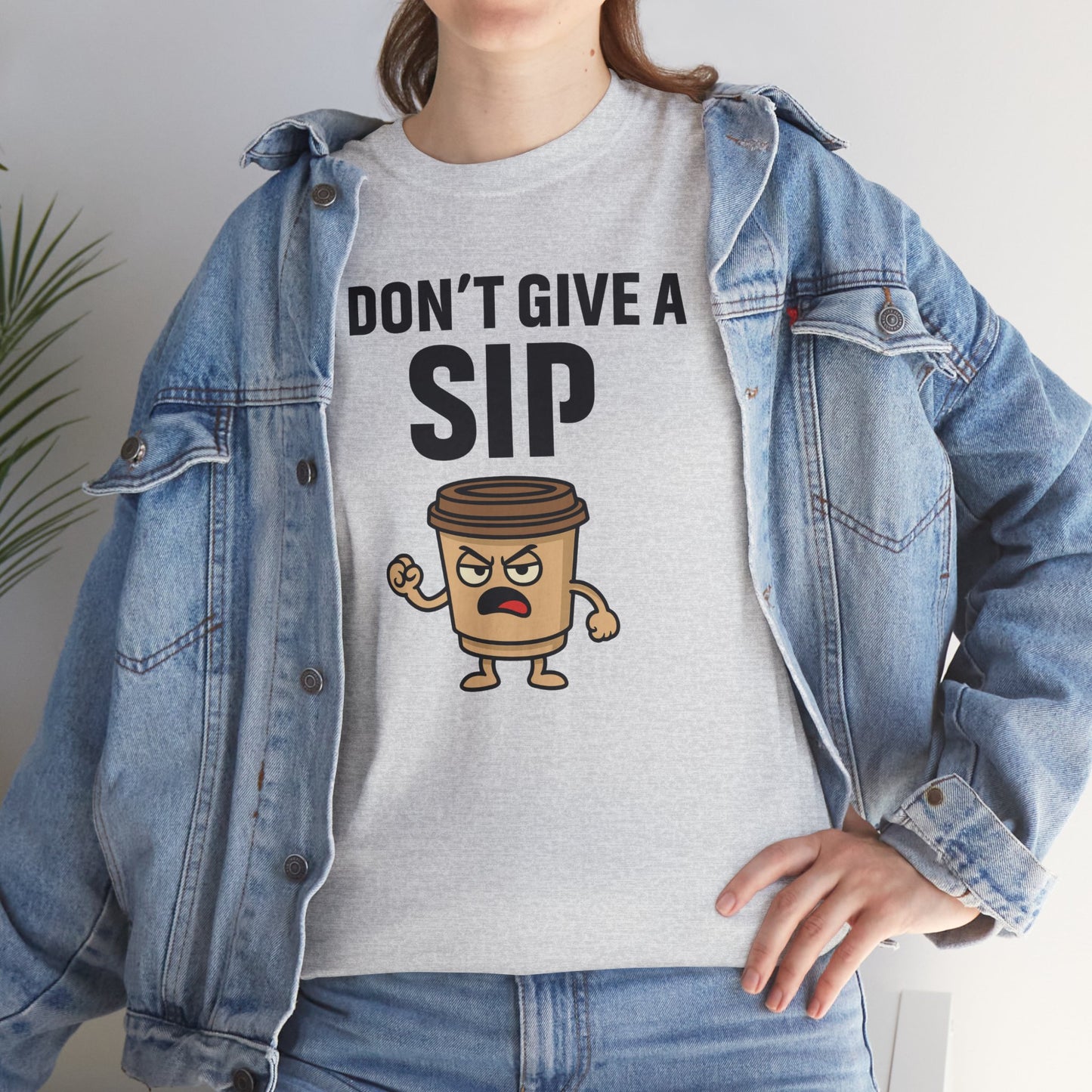 Coffee Cup Guy I Don't Give a Sip Unisex T-Shirt | Gift for Coffee Lovers, Humorous T-Shirt, Casual Office Wear