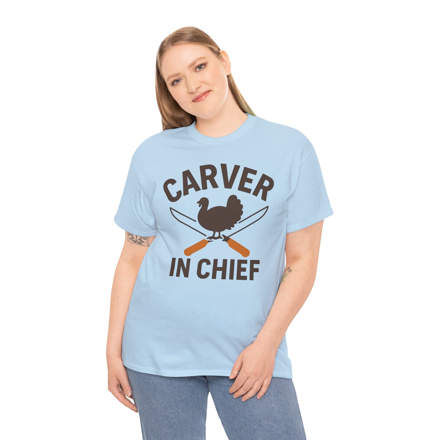 Carver In Chief Unisex T-Shirt | Holiday Shirt, Thanksgiving Gift, Family Gathering Apparel, Turkey Day Style, Funny Thanksgiving Tee