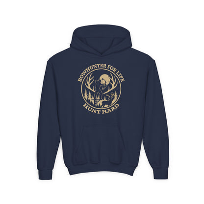 Bowhunter For Life Youth Unisex Hoodie | Perfect for Young Hunters, Outdoor Adventures, Gifts for Boys or Girls, Hunting Apparel