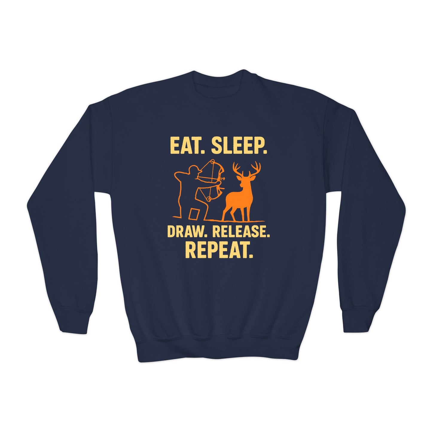 Eat Sleep Draw Release Repeat Youth Unisex Sweatshirt | Cute Hunter Sweatshirt, Gift for Nature Lovers, Outdoor Adventure Apparel