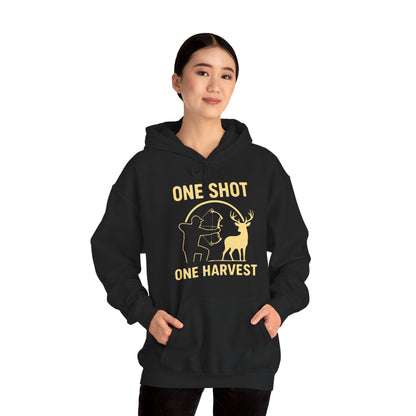 Hunting Hoodie - One Shot One Harvest, Unisex Hoodie for Outdoor Lovers, Gift for Hunters, Cozy Fall Apparel