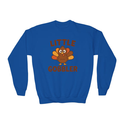 Youth Little Gobbler Crewneck Sweatshirt for Thanksgiving, Cute Holiday Gift for Kids, Thanksgiving Sweater, Kids Fall Fashion