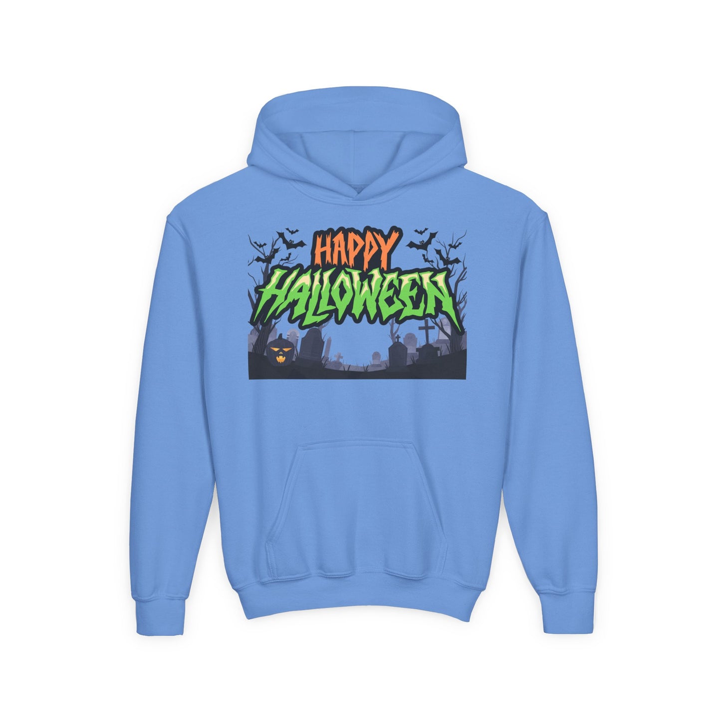 Halloween Youth Hoodie with 'Happy Halloween' Design, Cute Halloween [...]