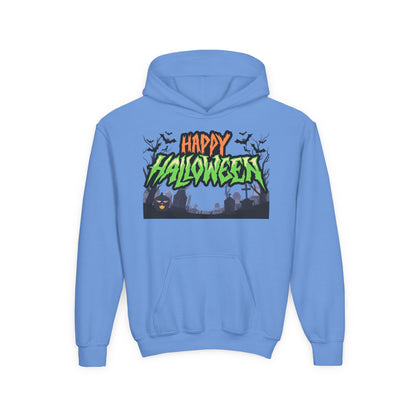 Halloween Youth Hoodie with 'Happy Halloween' Design, Cute Halloween [...]