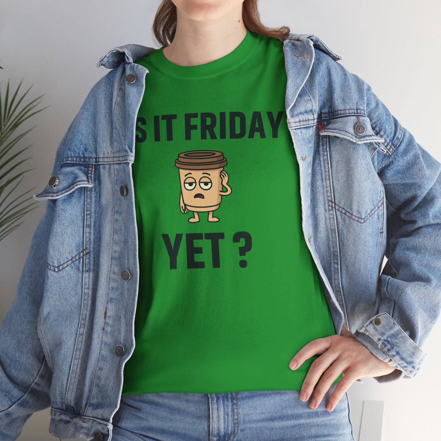 Coffee Cup Guy Is It Friday Yet? Unisex T-Shirt | Office Jokes, Humorous Work Wear, Great for Coworker Gifts