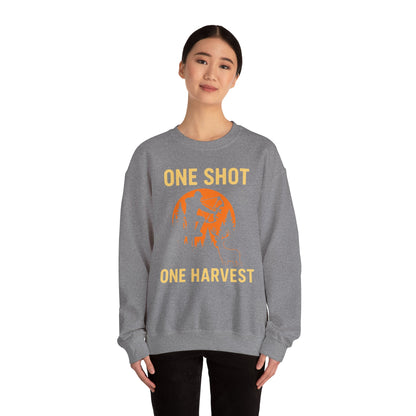 Hunting Crewneck Sweatshirt, One Shot One Harvest Sweatshirt, Gift for Hunters, Outdoor Apparel, Fall Outfit, Harvest Season Sweatshirt