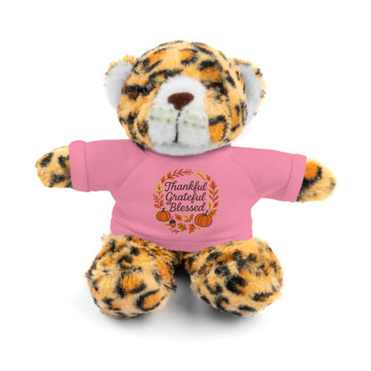 Stuffed Animals with Thankful, Grateful, Blessed Custom Printed Tee