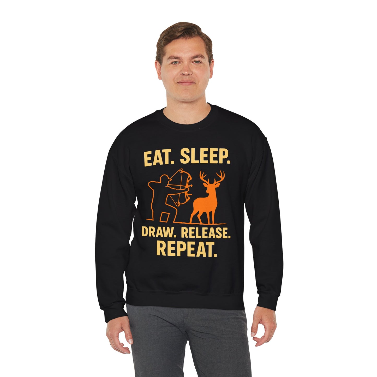 Eat Sleep Draw Release Repeat Unisex Sweatshirt | Perfect Gift for Hunters, Outdoor Enthusiasts, Archery Lovers, Casual Comfort