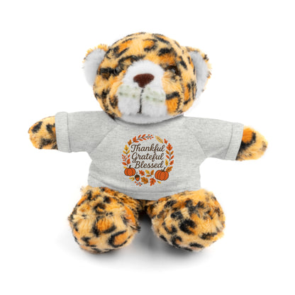 Stuffed Animals with Thankful, Grateful, Blessed Custom Printed Tee