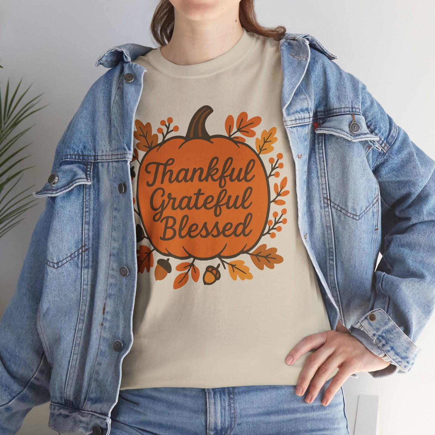 Thankful Grateful Blessed Unisex T-Shirt | Fall Shirt, Autumn Apparel, Thanksgiving Gift, Cozy Casual Wear