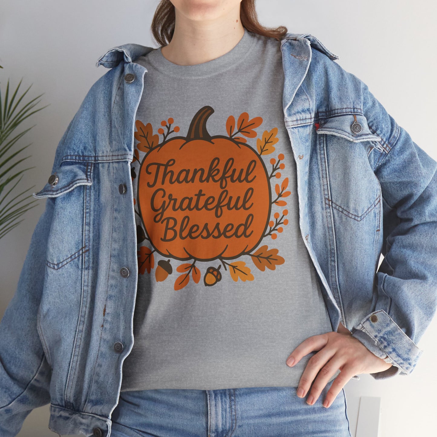 Thankful Grateful Blessed Unisex T-Shirt | Fall Shirt, Autumn Apparel, Thanksgiving Gift, Cozy Casual Wear