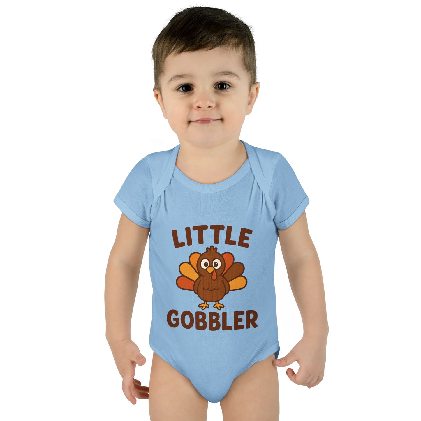 Little Gobbler Infant Unisex Onesie | Baby Clothes, Fall Fashion, Holiday Outfit, Cute Baby Gift, Turkey Onesie