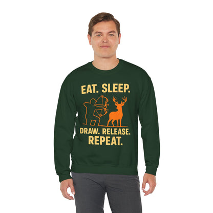 Eat Sleep Draw Release Repeat Unisex Sweatshirt | Perfect Gift for Hunters, Outdoor Enthusiasts, Archery Lovers, Casual Comfort
