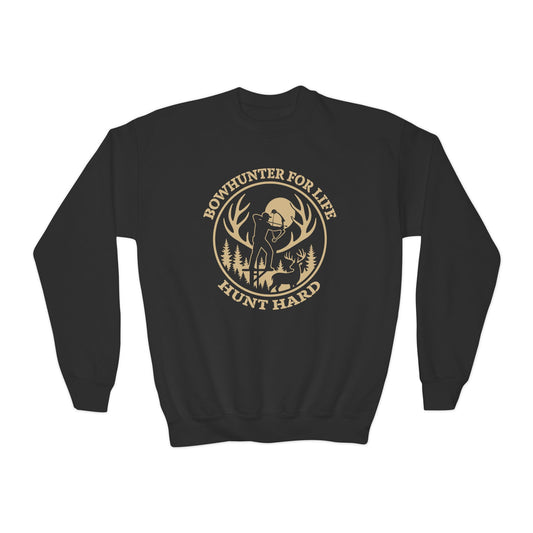 Bowhunter for Life Youth Crewneck Sweatshirt, Cozy Sweatshirt for Young Hunters, Perfect Gift for Kids, Outdoor Adventure Apparel