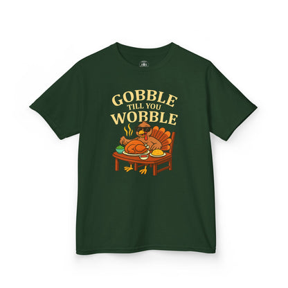 Gobble Till You Wobble Youth Unisex T-Shirt | Funny Thanksgiving Shirt, Family Gathering Apparel, Gifts for Kids