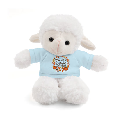Stuffed Animals with Thankful, Grateful, Blessed Custom Printed Tee