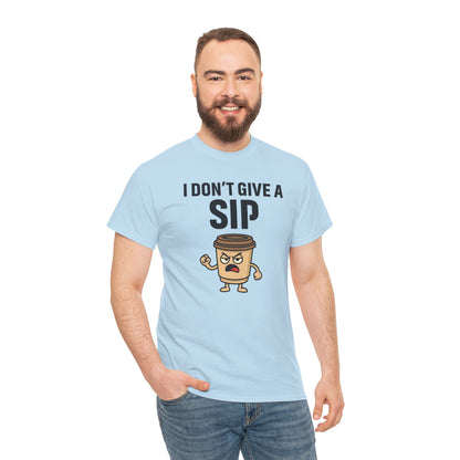 Coffee Cup Guy I Don't Give a Sip Unisex T-Shirt | Gift for Coffee Lovers, Humorous T-Shirt, Casual Office Wear