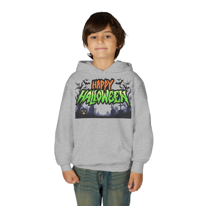 Halloween Youth Hoodie with 'Happy Halloween' Design, Cute Halloween [...]
