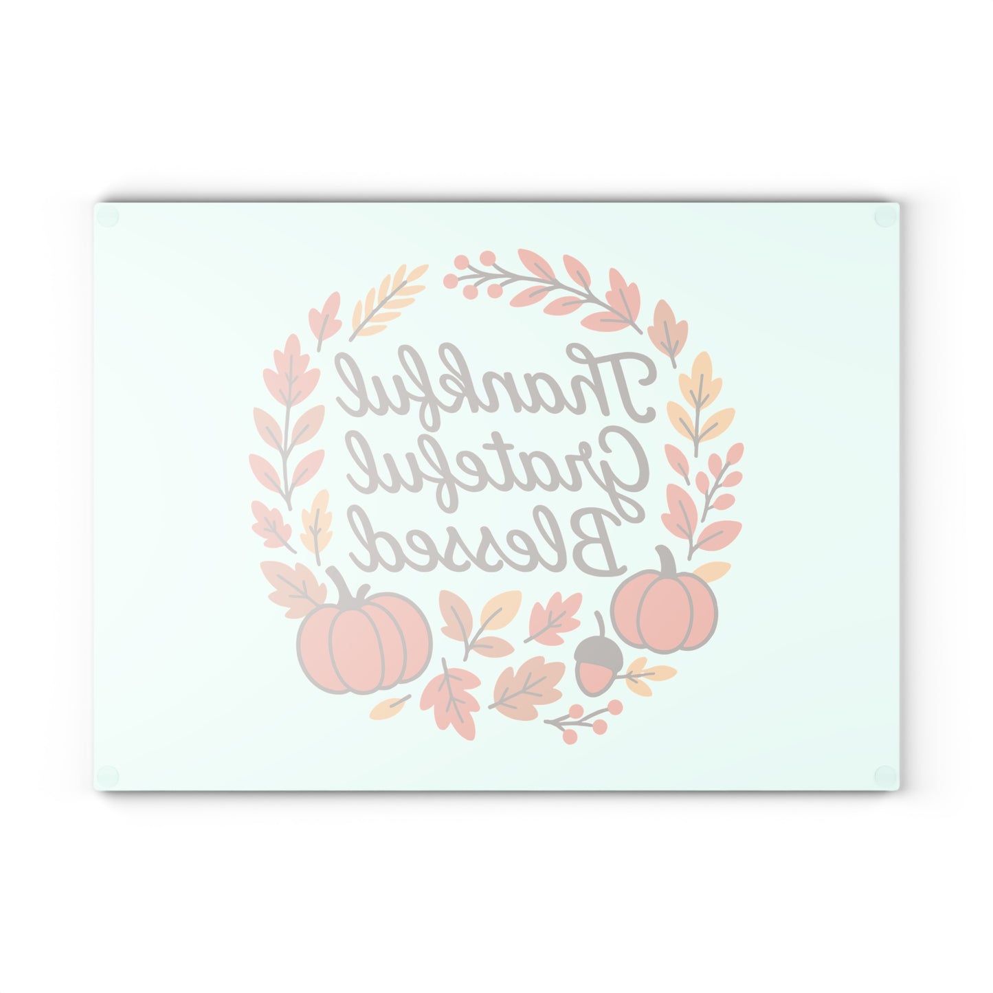 Thankful Grateful Blessed Glass Cutting Board | Seasonal Home Decor, Thanksgiving Gift, Kitchen Accessory, Holiday Entertaining