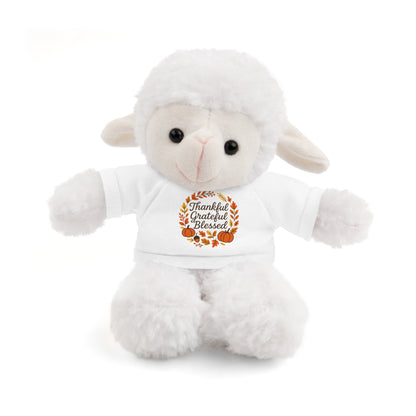 Stuffed Animals with Thankful, Grateful, Blessed Custom Printed Tee
