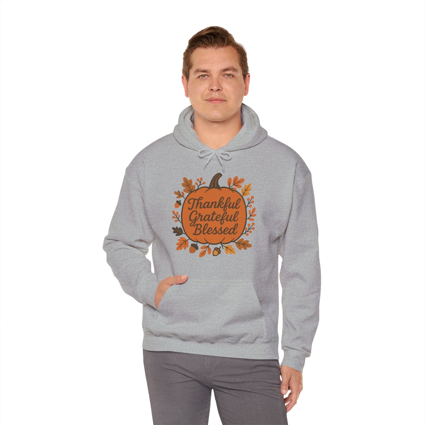 Thankful Grateful Blessed Unisex Hoodie | Cozy Fall Sweatshirt, Autumn Apparel, Thanksgiving Gift, Seasonal Comfort