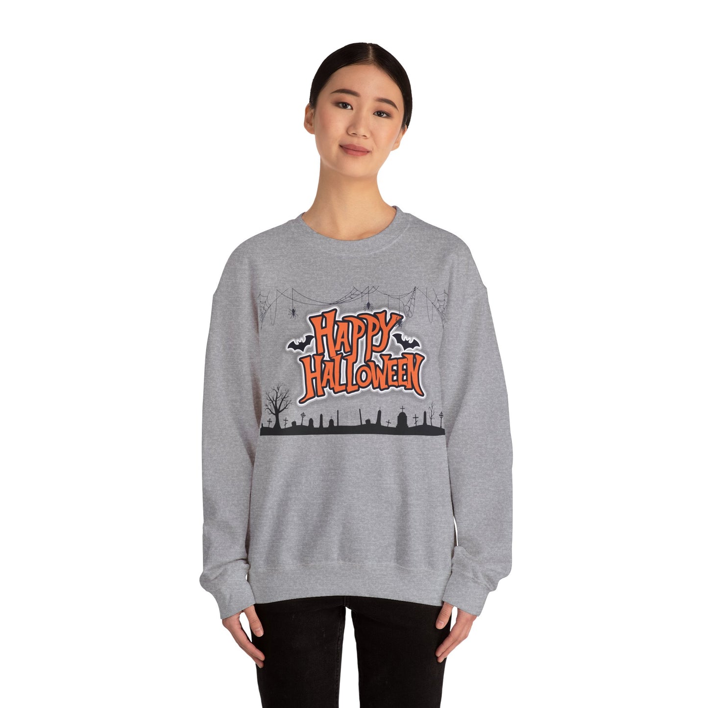 Happy Halloween Unisex Crewneck Sweatshirt, Fall Fashion, Halloween Attire, Cozy Sweatshirt, Spooky Season Apparel